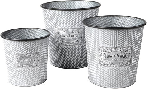 DOCHTMANN Set of flower pots FLOWER GARDEN bucket 3 pcs, metal - Flower Pot - Main image