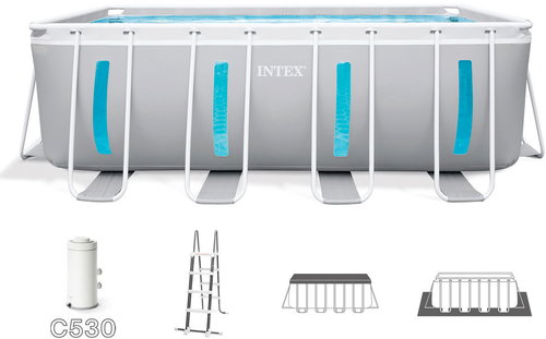 INTEX Prism Frame Clearview Pool 400 × 200 × 122 cm with accessories 26770 - Pool - Main image