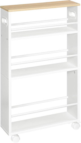 Vasagle Tonari Narrow mobile kitchen shelf 45 cm white/brown - Shelving Unit - Main image