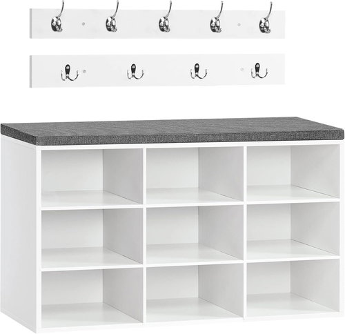 Vasagle Jungo Hallway coat rack with shoe rack and seat 80 cm white/grey - Coat Hanger - Main image