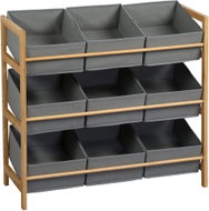 KESPER Storage shelf bamboo grey, 9 baskets 65 × 30 × 60 cm - Shelving Unit