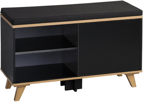 KESPER Modern shoe rack with seat, black 77 × 30 × 48 cm - Shoe Rack - Main image