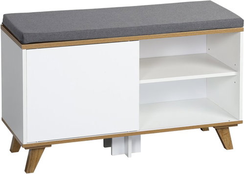 KESPER Modern shoe rack with seat, white 77 × 30 × 48 cm - Shoe Rack - Main image