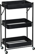 KESPER Mobile metal trolley, foldable, black 40 × 30 × 77 cm - Cart
