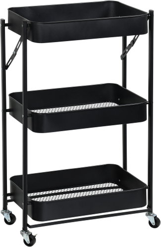 KESPER Mobile metal trolley, foldable, black 40 × 30 × 77 cm - Cart - Main image