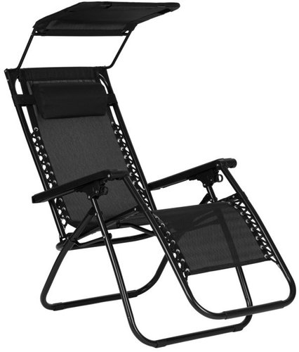 MultiGarden ZRL009-R Garden recliner with canopy, black - Garden Lounger - Main image