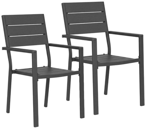 MultiGarden YC-051KD Set of garden chairs HDPE/steel, 2 pcs, grey - Garden Chair - Main image