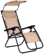 MultiGarden ZRL009-R Garden recliner with canopy, beige - Garden Lounger