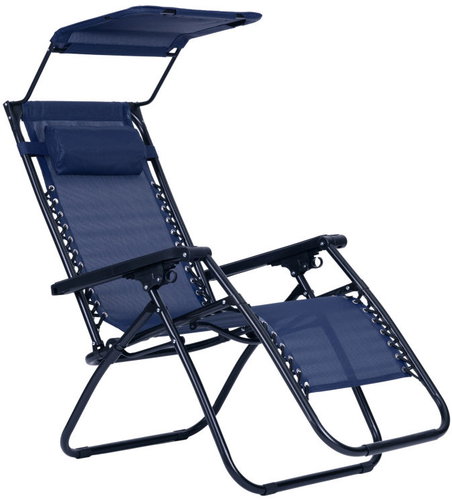 MultiGarden ZRL009 Garden recliner with canopy, blue - Garden Lounger - Main image