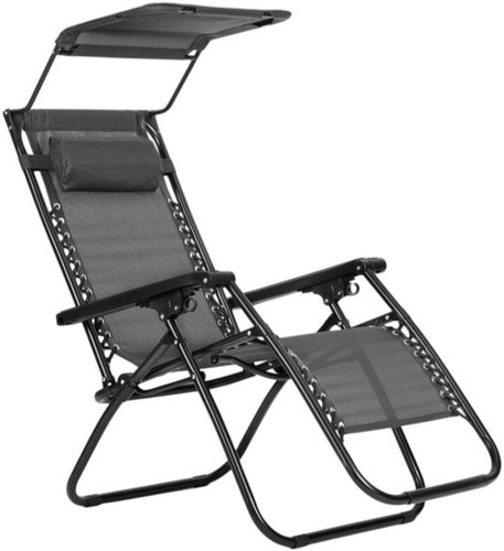 MultiGarden ZRL009 Garden recliner with canopy, grey - Garden Lounger - Main image