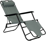 MultiGarden ZRL010 Zahradní lehátko s opěrkou hlavy, skládací, 2v1, šedé - Garden Lounger