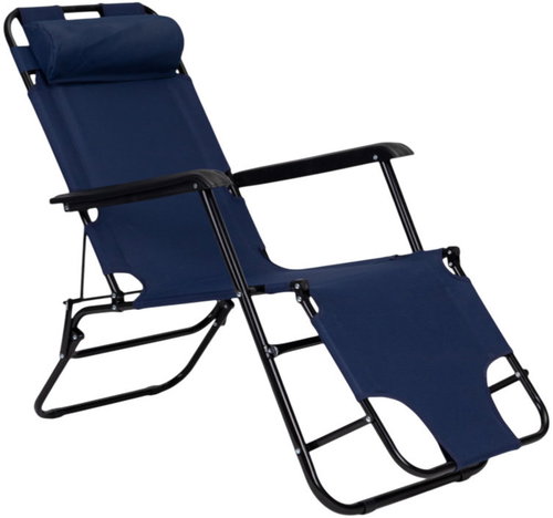 MultiGarden ZRL010 Garden deckchair with headrest, foldable, 2in1, blue - Garden Lounger - Main image