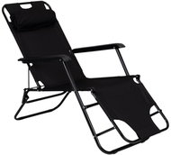 MultiGarden ZRL010 Zahradní lehátko s opěrkou hlavy, skládací, 2v1, černé - Garden Lounger