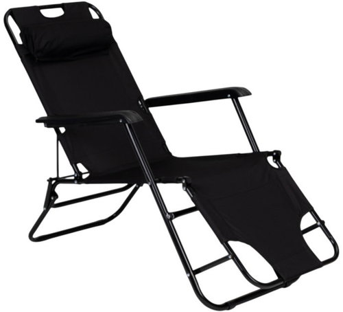 MultiGarden ZRL010 Garden deckchair with headrest, foldable, 2in1, black - Garden Lounger - Main image