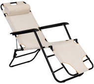 MultiGarden ZRL010 Zahradní lehátko s opěrkou hlavy, skládací, 2v1, béžové - Garden Lounger