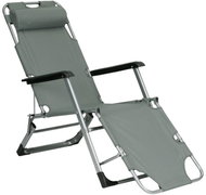 MultiGarden ZRL010F Garden deckchair with headrest, foldable, 2in1, grey - Garden Lounger