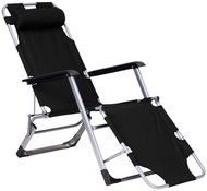 MultiGarden ZRL010F Garden deckchair with headrest, foldable, 2in1, black - Garden Lounger