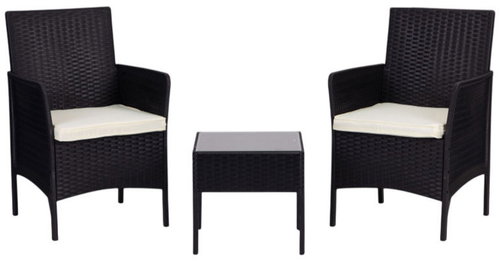 MultiGarden DN602 Garden set 2 armchairs + table, tempered glass, black - Garden Furniture - Main image