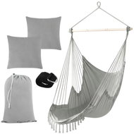 Gardlov 27387 Brazilské závěsné houpací křeslo s polštáři 220 × 100 cm, šedé - Hanging Chair