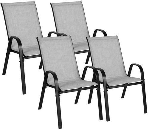 MultiGarden SC-092KD-4 Garden chairs stackable 4 pcs, light grey - Garden Chair - Main image