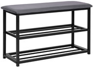 ModernHome TH-SCS-4 Shoe rack with upholstered bench 80 cm, 2 shelves, black - Shoe Rack