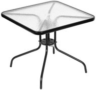 MultiGarden SC-073A Zahradní skleněný stolek 80 × 80 cm, s otvorem pro slunečník, černý - Garden Table