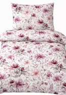 4sleep Bavlněné saténové povlečení 140 × 200 +70 × 90 - Květy losos - Bed Linen