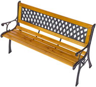 MultiGarden WYI-XG2072 Dřevěná zahradní lavice s litinovými nohami 126 × 51 cm - Garden Bench