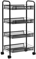 ModernHome KJZT090 Mobile metal shelf, 4 baskets with wheels, black - Cart