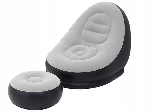 Verk 27532 Nafukovací relaxační křeslo s podnožkou, šedé - Inflatable Chair - Main image