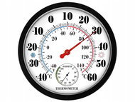 Verk 09245 Analogový nástěnný teploměr s vlhkoměrem 2 v 1, černý - Outdoor Thermometer
