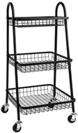 Verk 27489 Třípatrový kovový regál na kolečkách 78 × 40 × 32 cm, černý - Shelving Unit