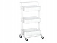 Verk 27491 Třípatrový kovový regál na kolečkách 76 × 43 × 36 cm, bílý - Cart