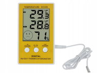 Verk 09235 Digitální teploměr s vlhkoměrem s externí sondou, žlutý - Digital Thermometer