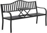 LEAN 29324 Kovová zahradní lavice se stolečkem 150 × 58,5 × 90 cm, černá - Garden Bench