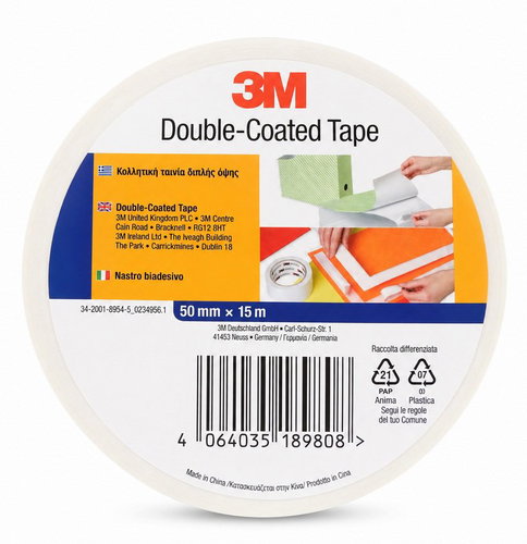 3M Double-sided adhesive tape 50 mm × 15 m, white - Double-sided tape - Main image