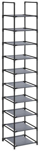 SONGMICS Shoe rack 10 shelves, textile shelves, 3 × 33 × 173 cm, grey - Shoe Rack - Main image