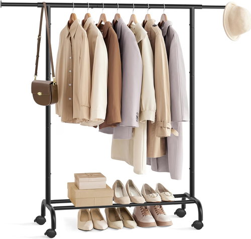 Songmics Merino Mobile clothes rack 83 - 120 cm black - Clothes Hanger - Main image