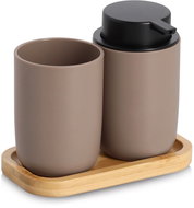 ZELLER Sada koupelnových doplňků hnědá, plast, bambus, 16,5 × 9 × 13,5 cm - Soap Dispenser