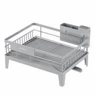 SONGMICS Dish drainer with cutlery holder, 31 × 42 × 18,5 cm, grey - Draining Board