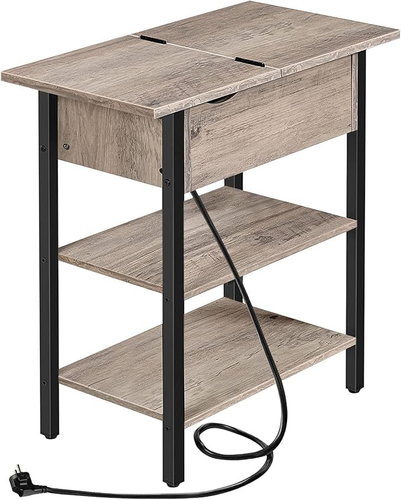 Songmics and Vasagle Frenzy 48 cm folding table with charging station, grey and black - Side Table - Main image