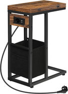 Songmics a Vasagle Rozkládací odkládací stolek Brino s nabíjecí stanicí, černo-hnědý - Side Table