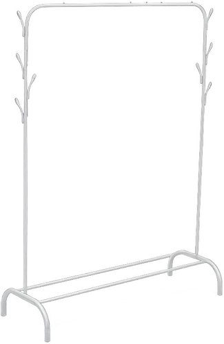 Verk 27685 Clothes rack with shoe shelf, 8 hooks, white - Coat Hanger - Main image
