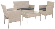 Gardlov 26909 Zahradní nábytek - pohovka, 2 křesla, stolek se sklem, ratan, béžový - Garden Furniture