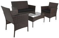 Gardlov 26911 Zahradní nábytek - pohovka, 2 křesla, stolek se sklem, ratan, hnědý - Garden Furniture