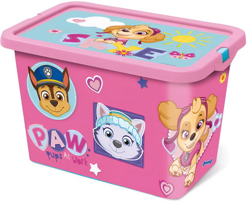 Paw Patrol Plastic toy storage box with lid, pink - Storage Box - Main image