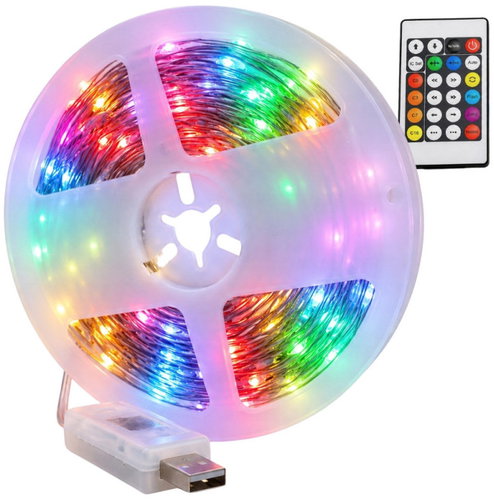 Verk 12446 RGB LED strip, IP65, USB, Bluetooth, remote control, 10 m - LED Light Strip - Main image