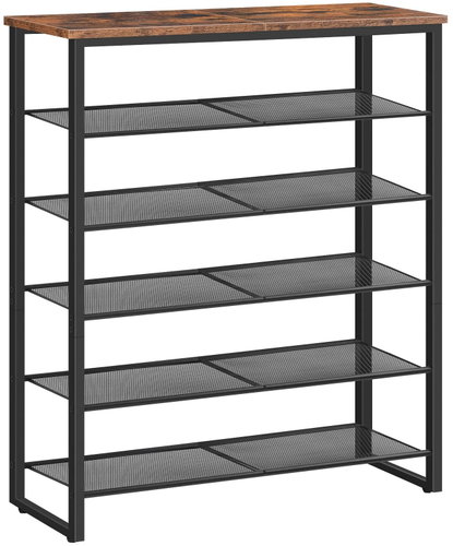 Houseland Riko Botník 6 polic hnědočerný - Shoe Rack - Main image