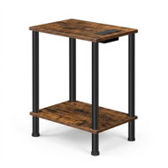 Houseland Lela Odkládací stolek s nabíjecí stanicí a USB hnědočerný - Side Table