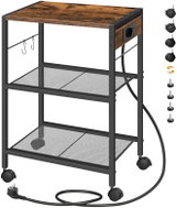 Houseland Liv Pojízdný kancelářský regál s nabíjecí stanicí a USB hnědočerný - Shelving Unit